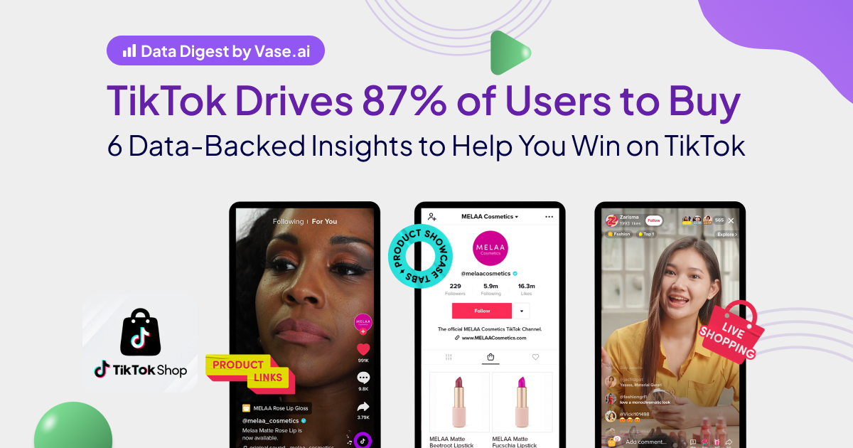 Vase.ai Data Digest: TikTok Drives 87% of Users to Buy. 6 Data-Backed Insights to Help You Win on TikTok